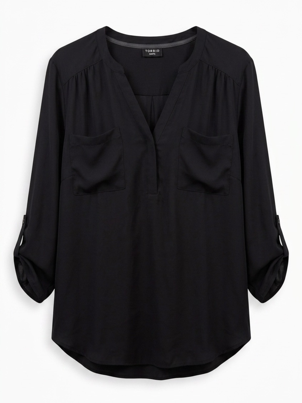 Torrid Harper Black 3/4 Sleeve Pullover Blouse Size XXL